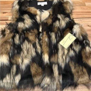 Faux Fur Vest in Black and Brown
